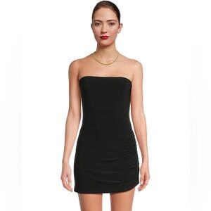NWT NORMA KAMALI STRAPLESS SIDE DRAPE PICKLEBALL DRESS SIZE SMALL BLACK